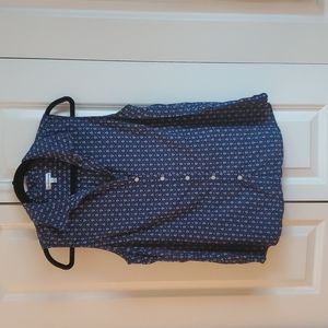 Anchor Print Sleeveless Collar Cotton Top